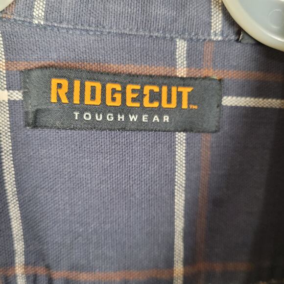 Ridgecut button up shirt blue plaid elbow patches Size medium Workwear - Picture 3 of 8